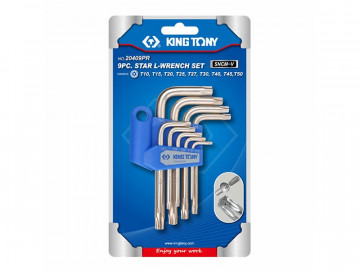 Набор Г-образных TORX, T10-T50, с отверстием, 9 предметов KING TONY 20409PR