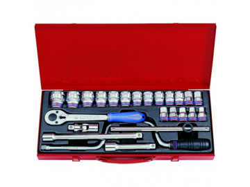 Набор торцевых головок с принадлежностями 1/2, шестигранные, 10-32 мм, 24 предмета KING TONY 4325MR